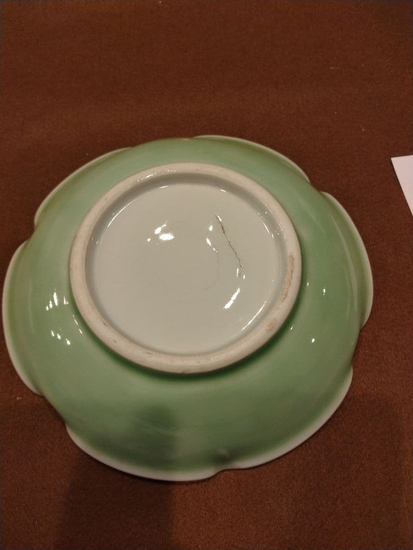 骨董品　青磁　花形　皿 2枚セット　富士山
