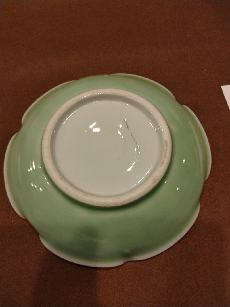 骨董品　青磁　花形　皿 2枚セット　富士山