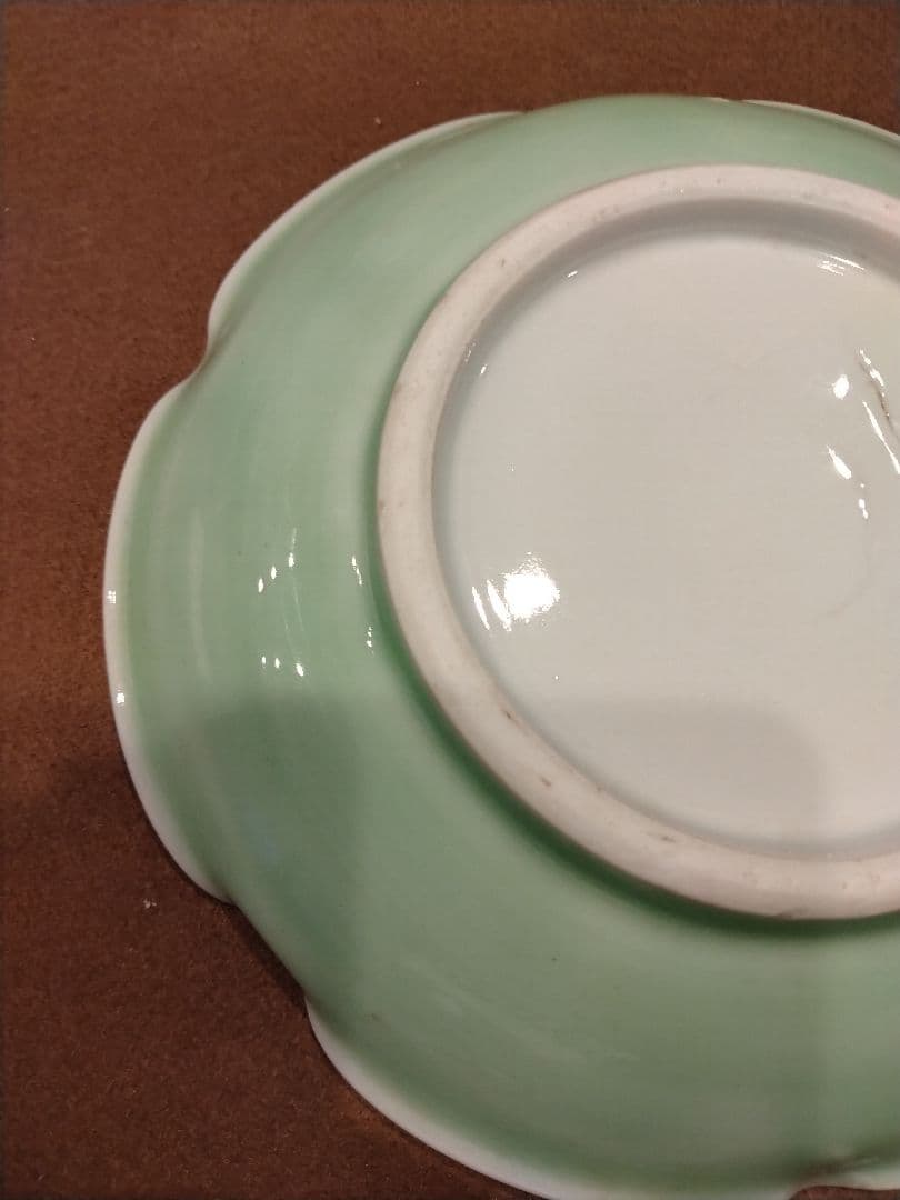 骨董品　青磁　花形　皿 2枚セット　富士山