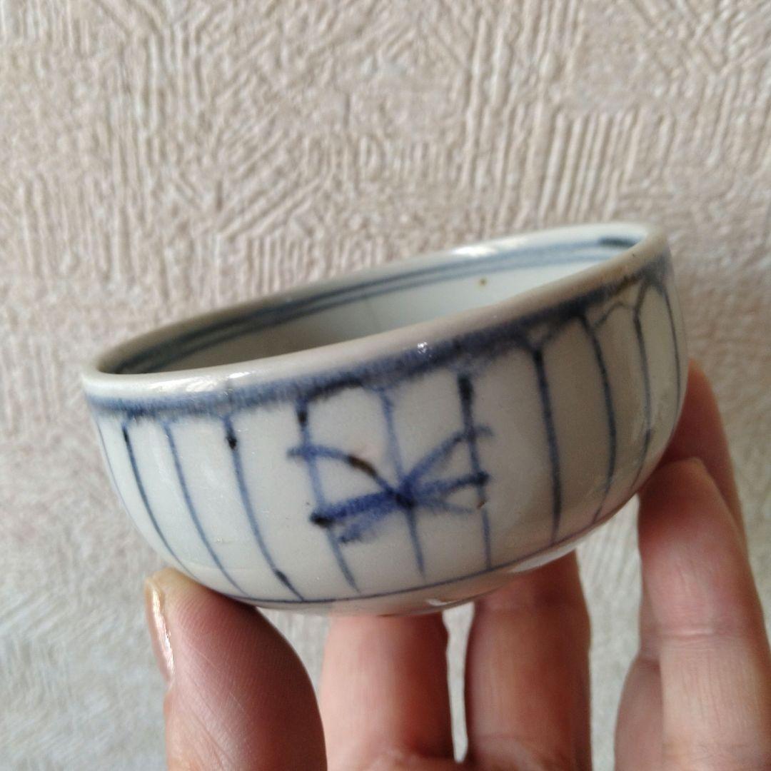 古伊万里染付薄羽蜉蝣文りん茶碗江戸幕末蕎麦猪口