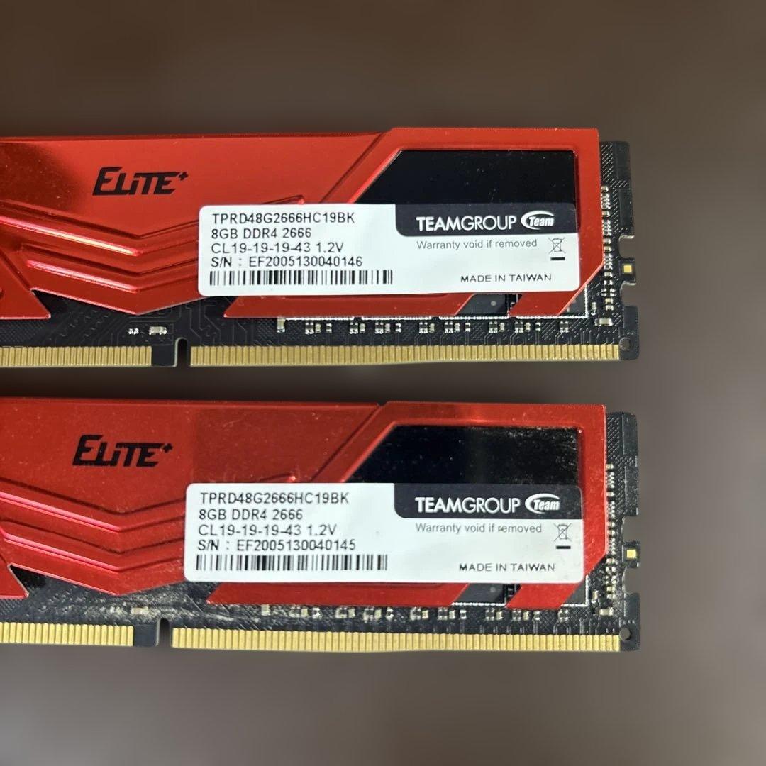 Team Elite メモリDDR4 2666 8GB 2枚