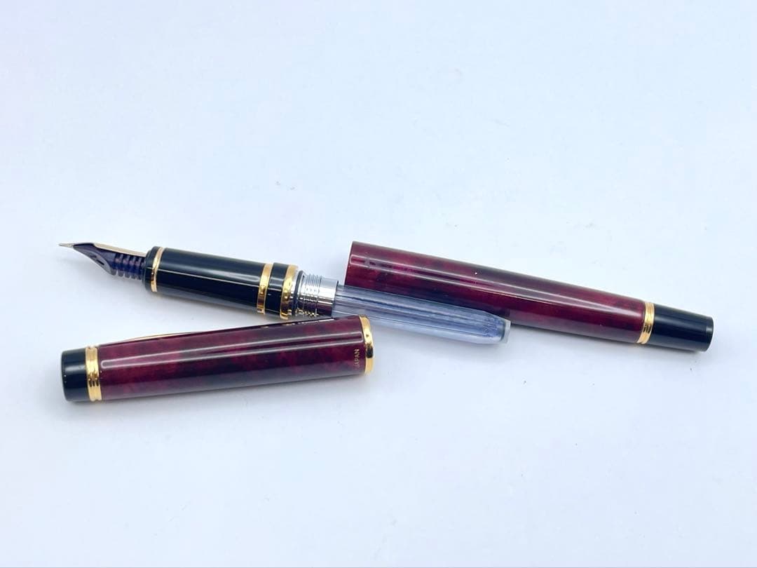 【S】初期型 パイロット グランセ ルビーレッドマーブル 万年筆 ペン先14K