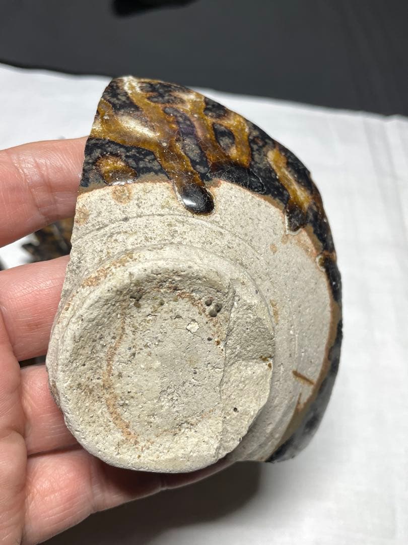 天目茶碗標本4点。殘片。茶道古美術。宋時代。鷓鴣斑。美品。骨董品。