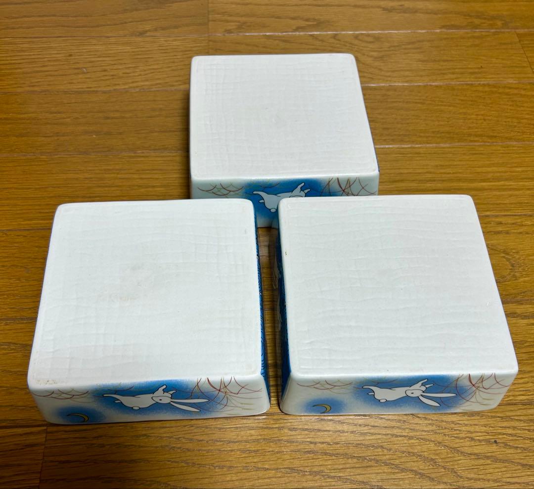 遊山箱　鎌倉彫徳島工芸品　3段重ね重箱　うさぎ　三段重