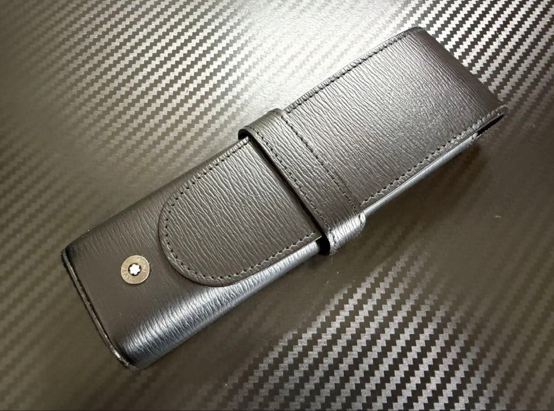 未使用に近い モンブラン レザーペンケース 2本差し ブラック 箱 袋 書類付き