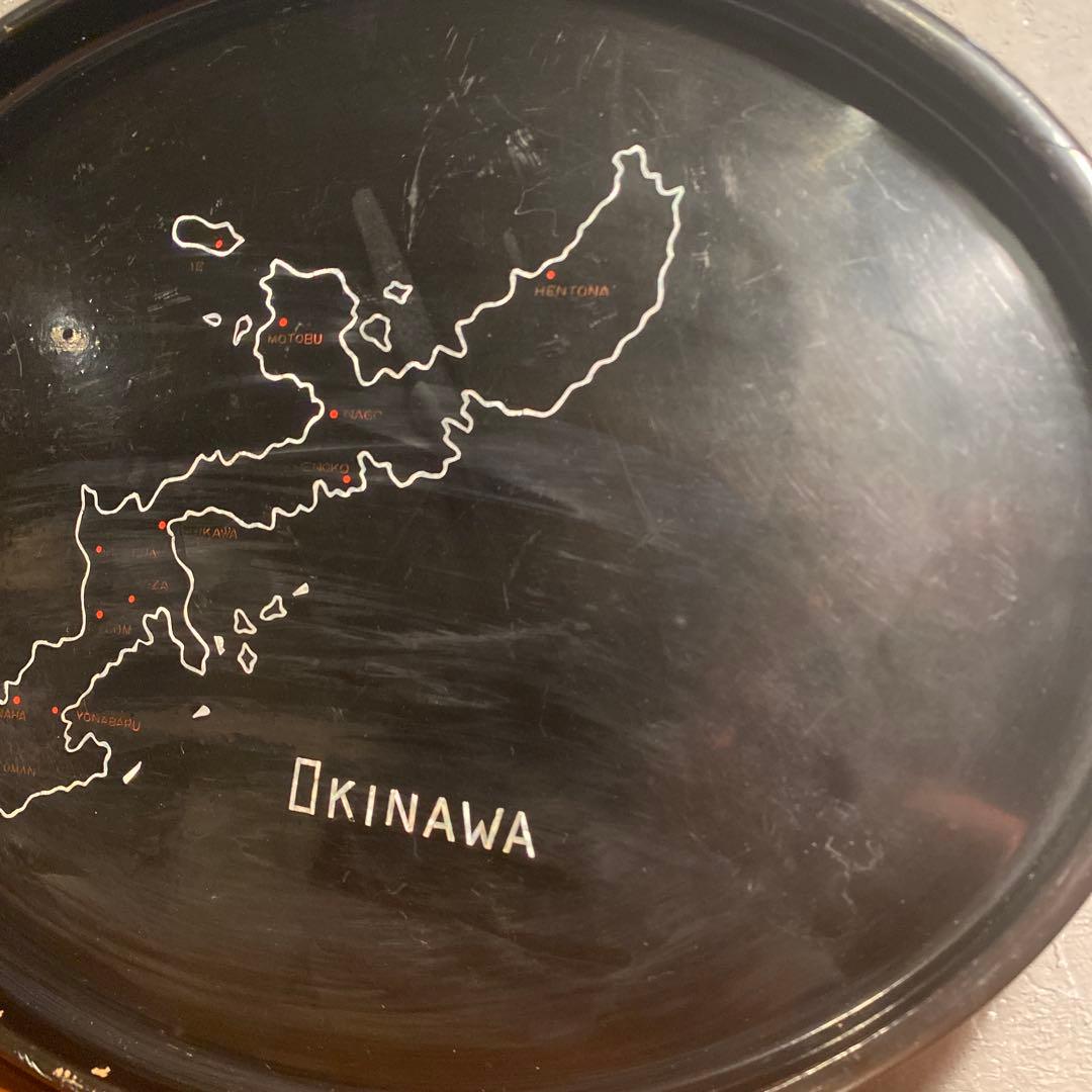 希少 1962年 琉球塗り 螺鈿細工 沖縄地図柄盆 トレイ 骨董品 コレクション