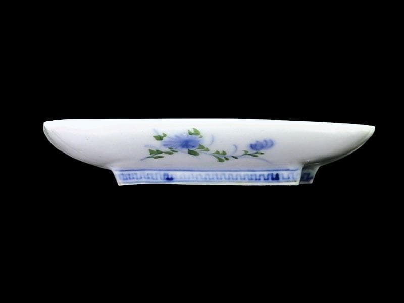 古伊万里　染錦　梅に菊　松に短冊の図　変形長皿　５客　B048AS-CWx