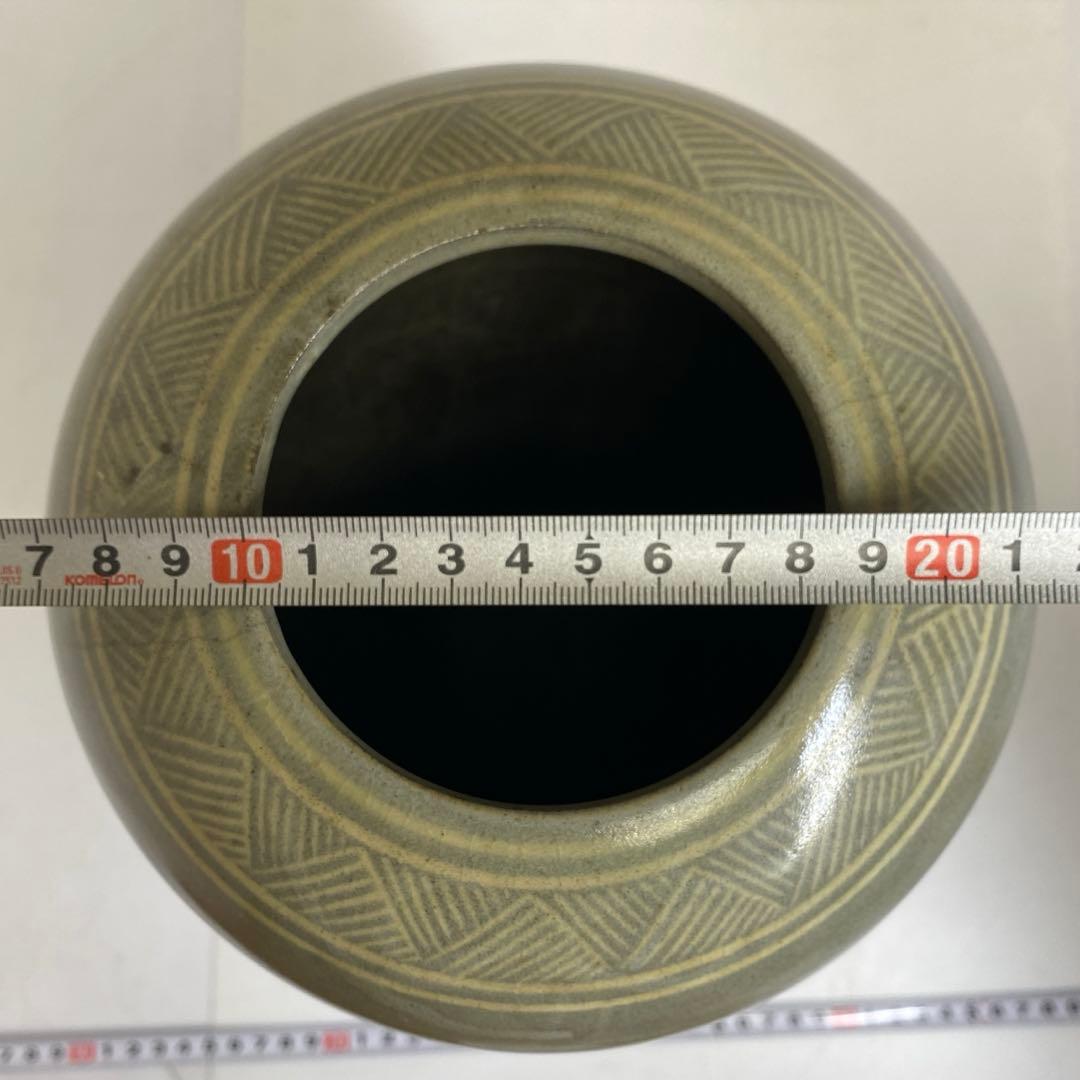 水平焼 朱泥 青磁 白泥花器 h35cm 東キ8-0303② タサオオ