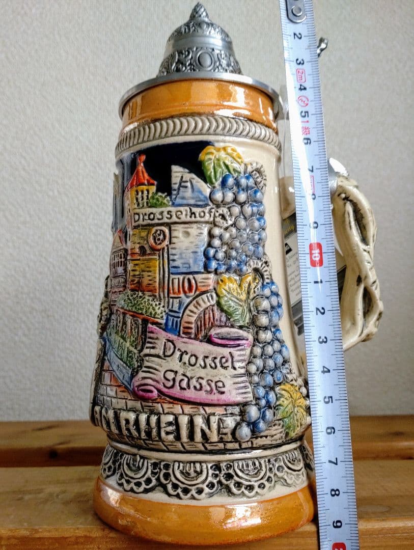 ドイツ製　装飾　ビールジョッキ　陶器　手作り　未使用
