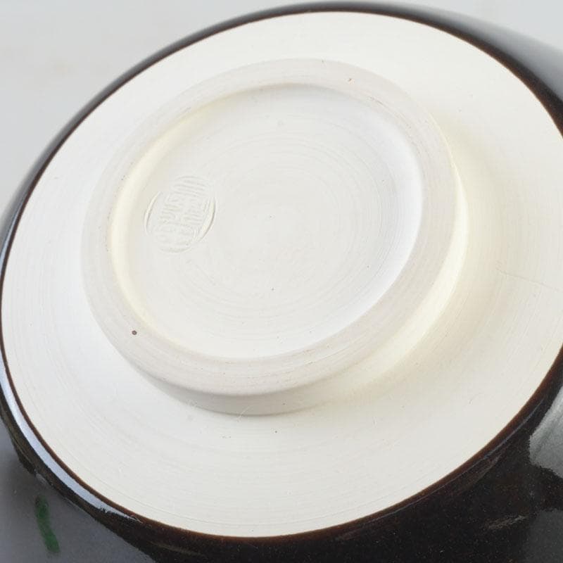 茶道具　粟田焼　岡田佳山作　天目釉　菊花文　数茶碗　十客　共箱　V　9923A