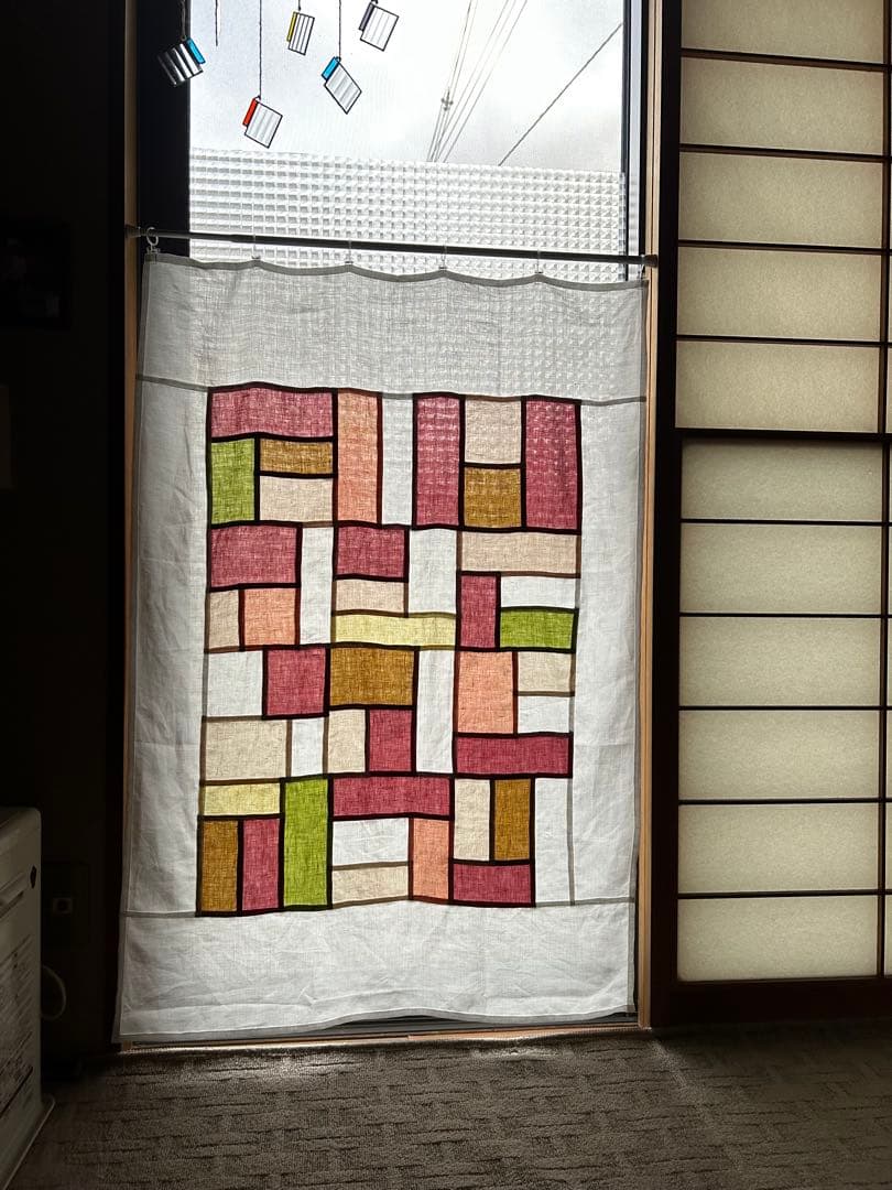 「秋桜」麻ポジャギ