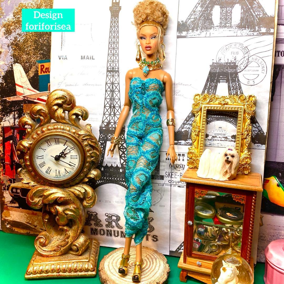 Shiny turquoise see-through all-in-one☆