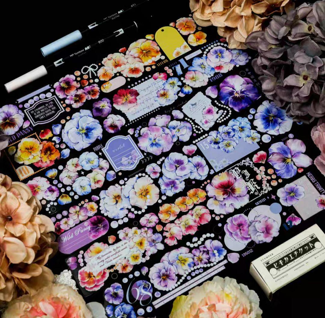 切売 584★ 海外 マスキングテープ マステ PET 装飾 花 菫