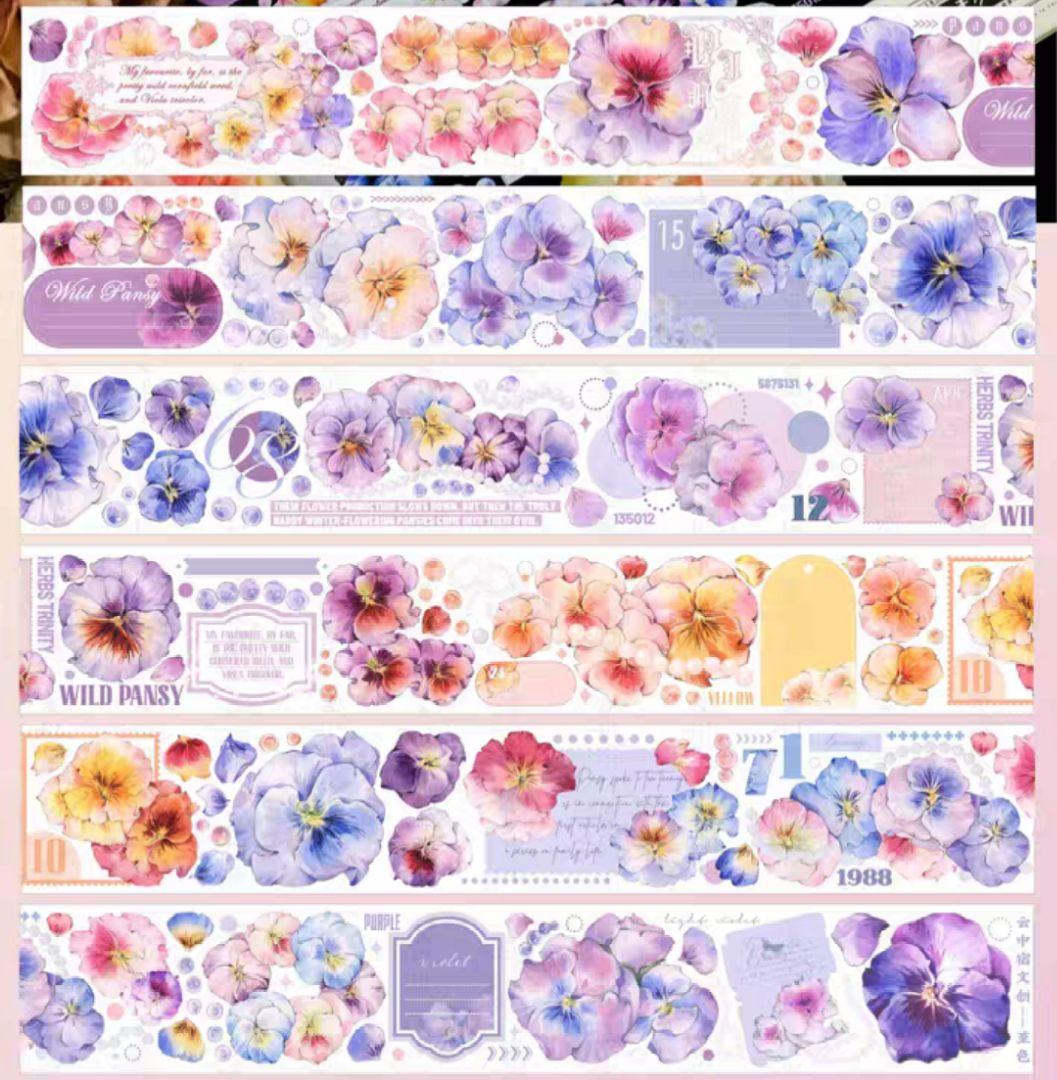 切売 584★ 海外 マスキングテープ マステ PET 装飾 花 菫