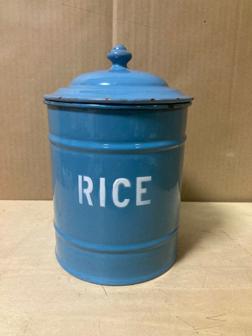 イギリス　RICE ホーロー キャニスター　カフェ　アンティーク