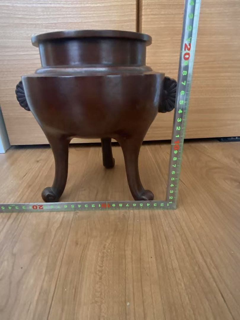 銅製薄端【菊耳三足】/高岡2銅器/床/花器/美術工芸品時代物在名