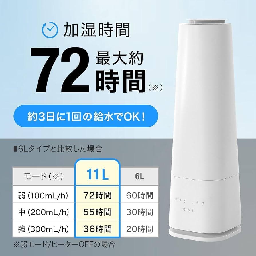 LOWYA ロウヤ ハイブリット加湿器 タワー型 11L UV除菌リモコン付き