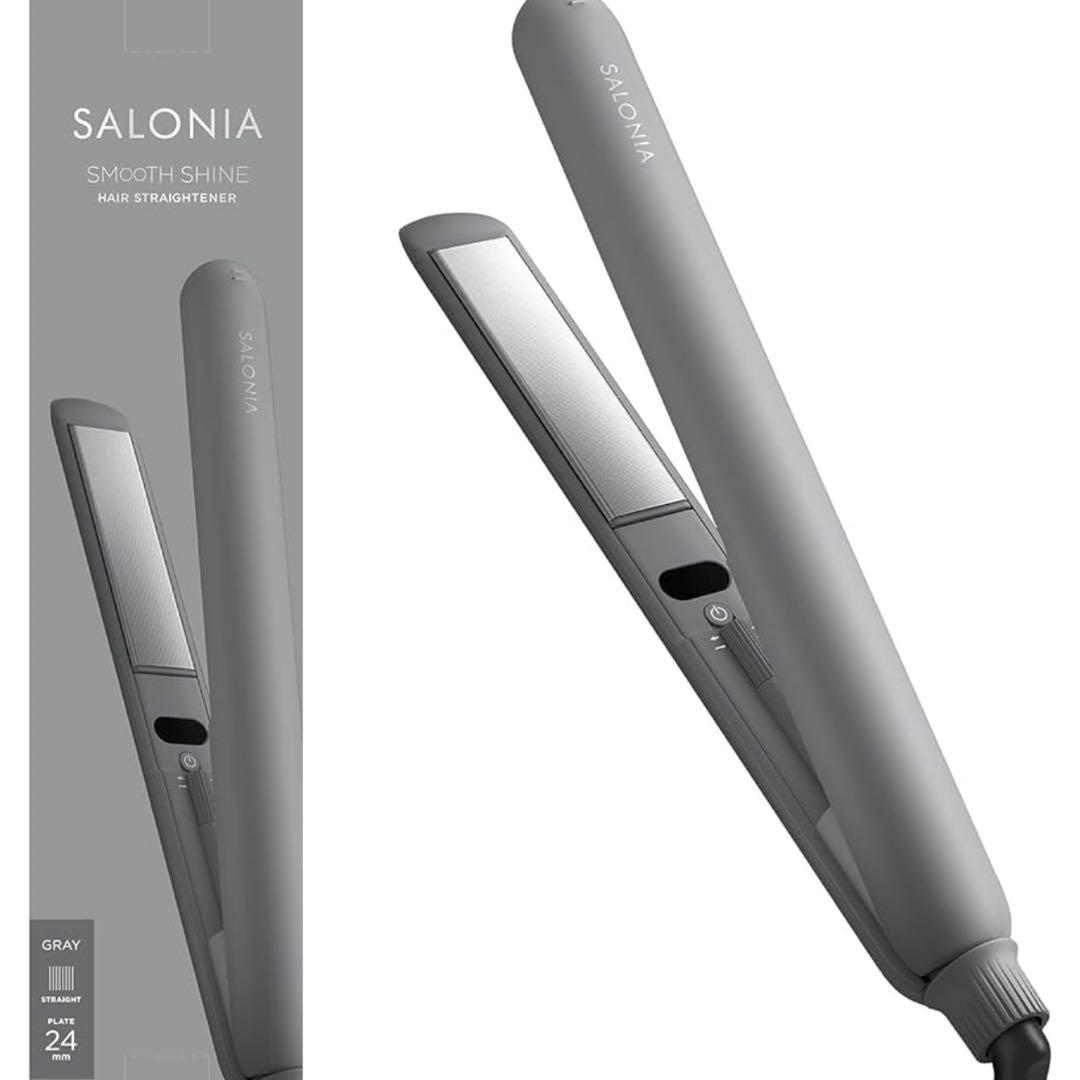 ストレートアイロン ヘアアイロン スムースシャイン 24mm サロニア グレー