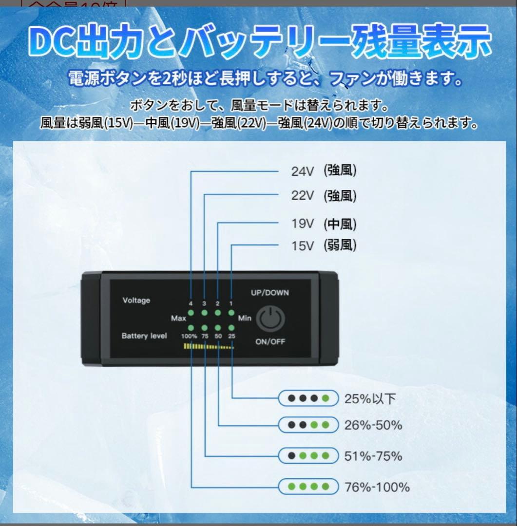 大特価✨空調作業服 ファンバッテリーセット　24v 4段階調節　最大24時間稼働