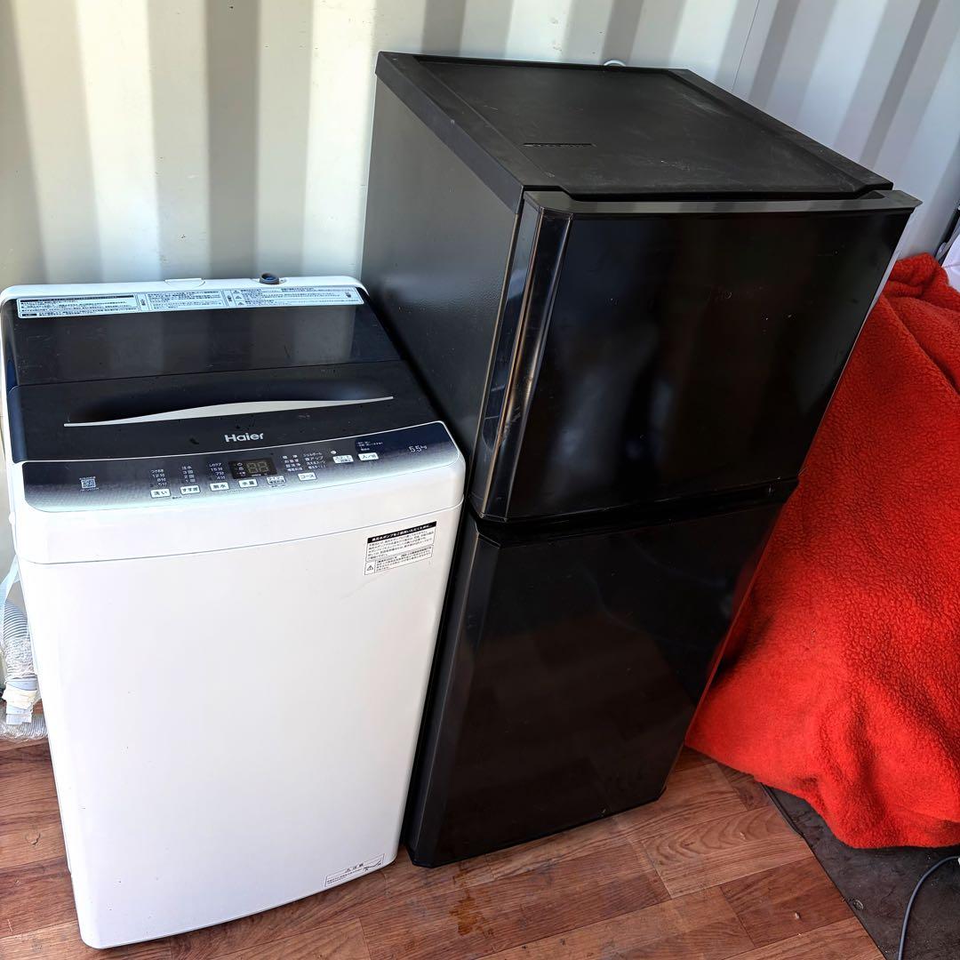 取付無料！新生活応援！高性能スタイリッシュブラック小さめ冷蔵庫洗濯機セット