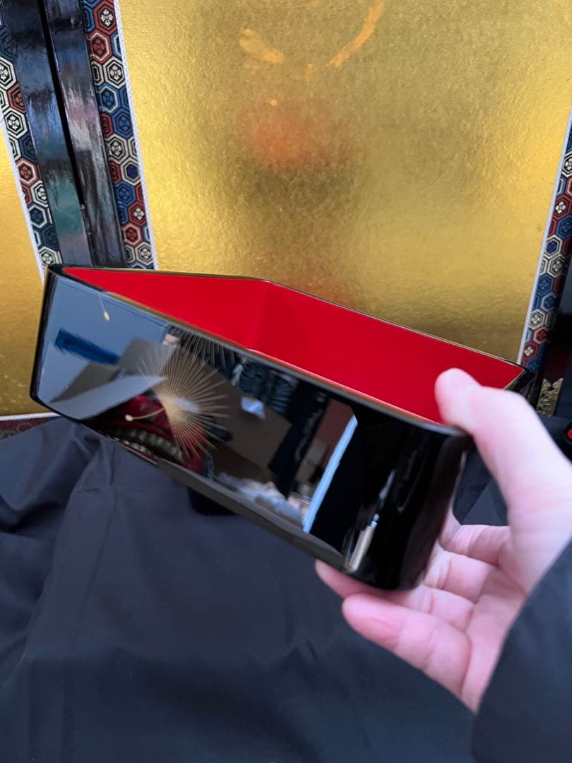 輪島塗　五島屋　布着本堅地　五島屋謹製　金蒔絵　綿毛　三重箱 共箱