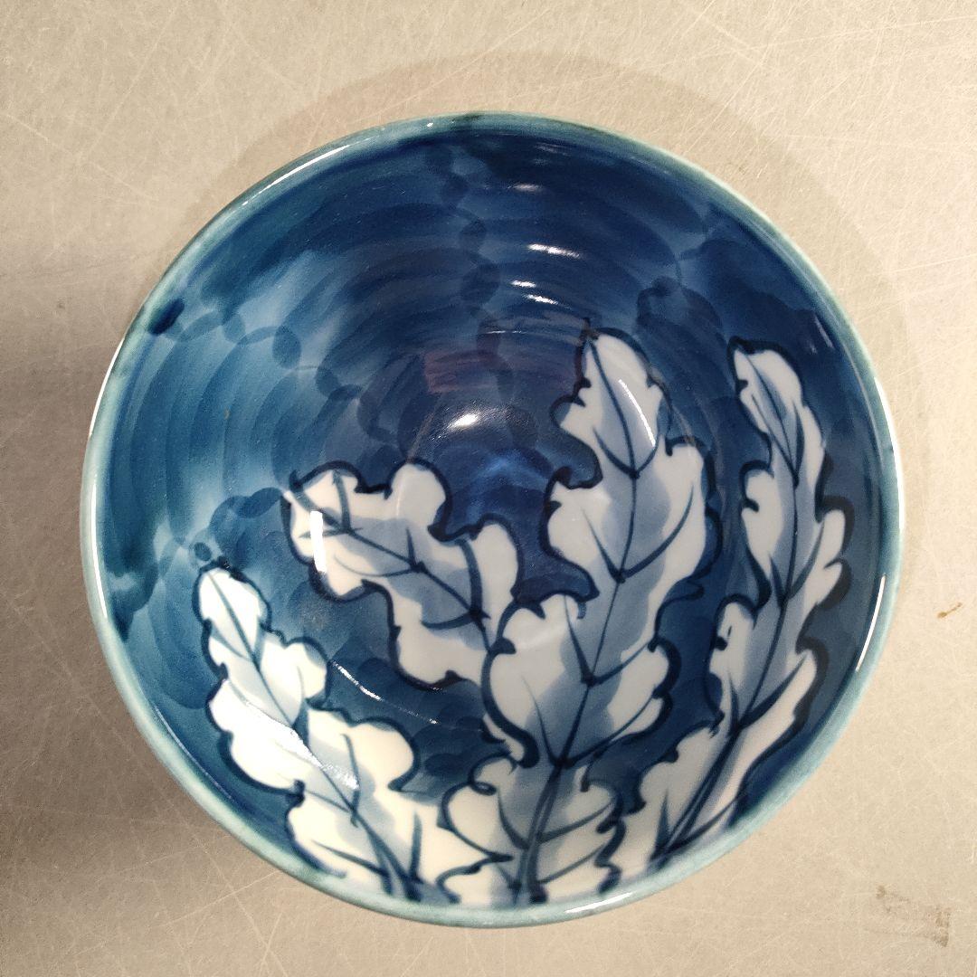A1402-7/有田焼/源右衛門窯/染付根菜図茶碗揃5客/茶器/茶道具/抹茶碗/