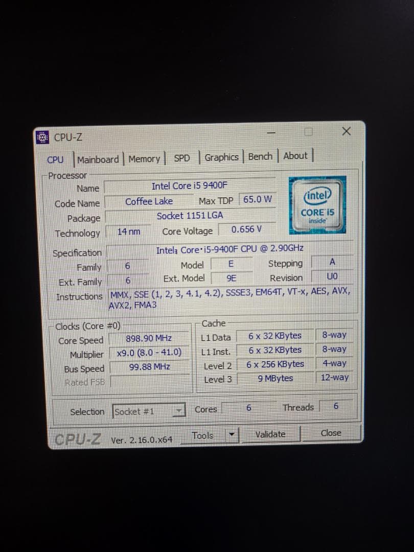 CPU Intel Core i5-9400F 9th Gen CPU