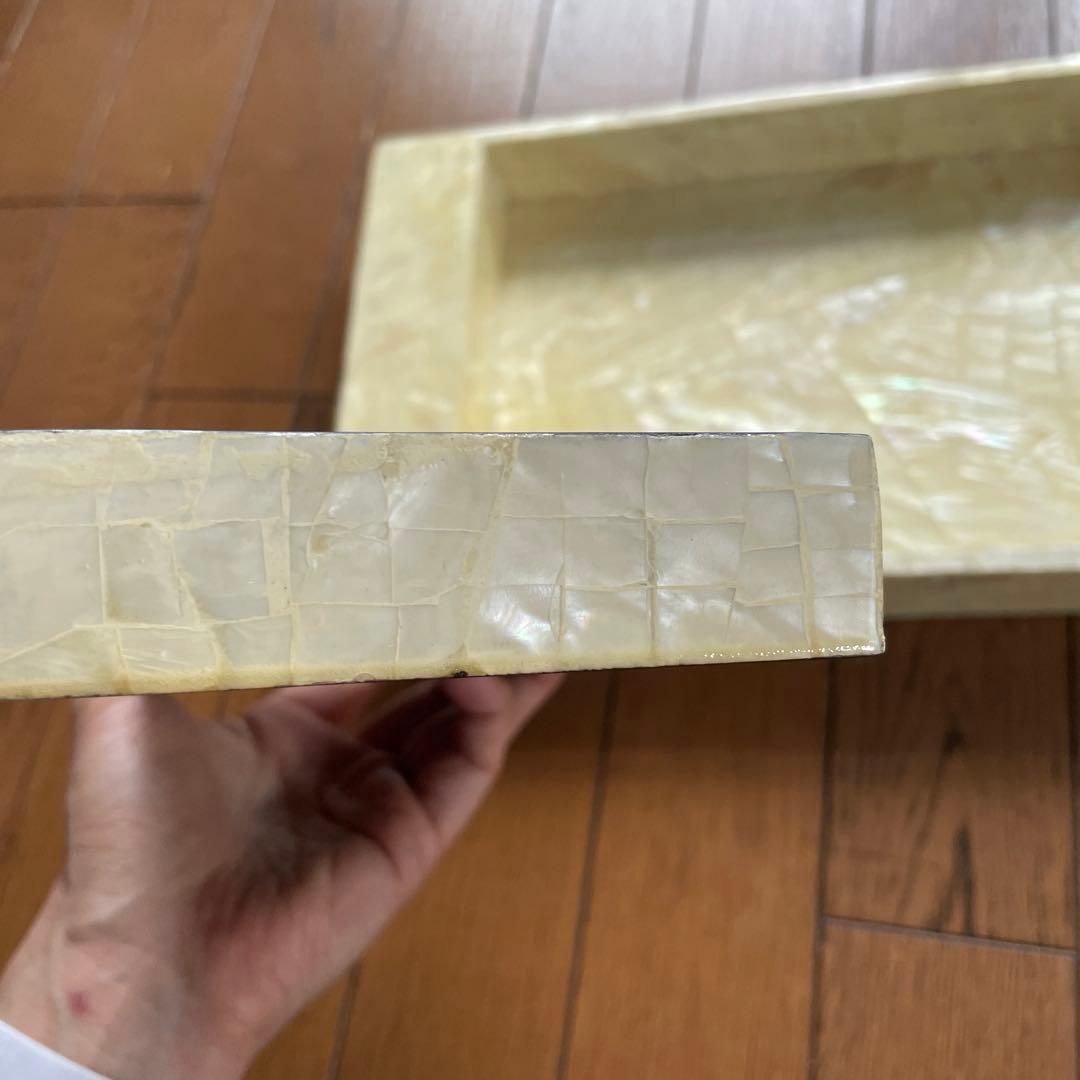 ベトナム製・シェルのお盆と小物入れのセット・USED・未使用品