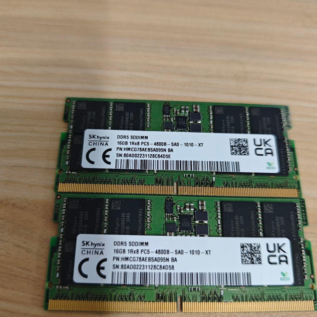 sk hynix製 PC5 38400 DDR5 4800 32GB 動作確済@