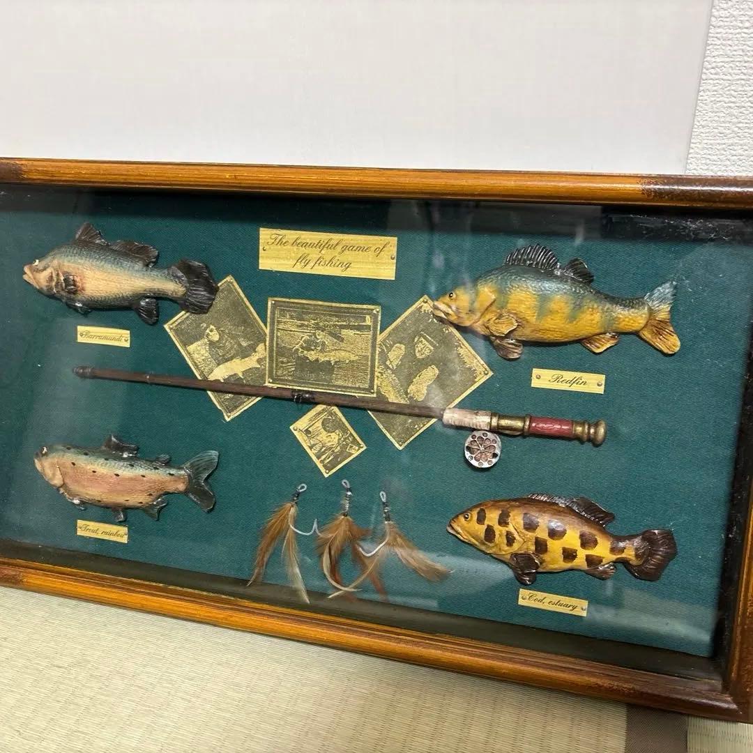 フライフィッシング 壁掛け ウォールアート ヴィンテージ 当時物　額　飾り