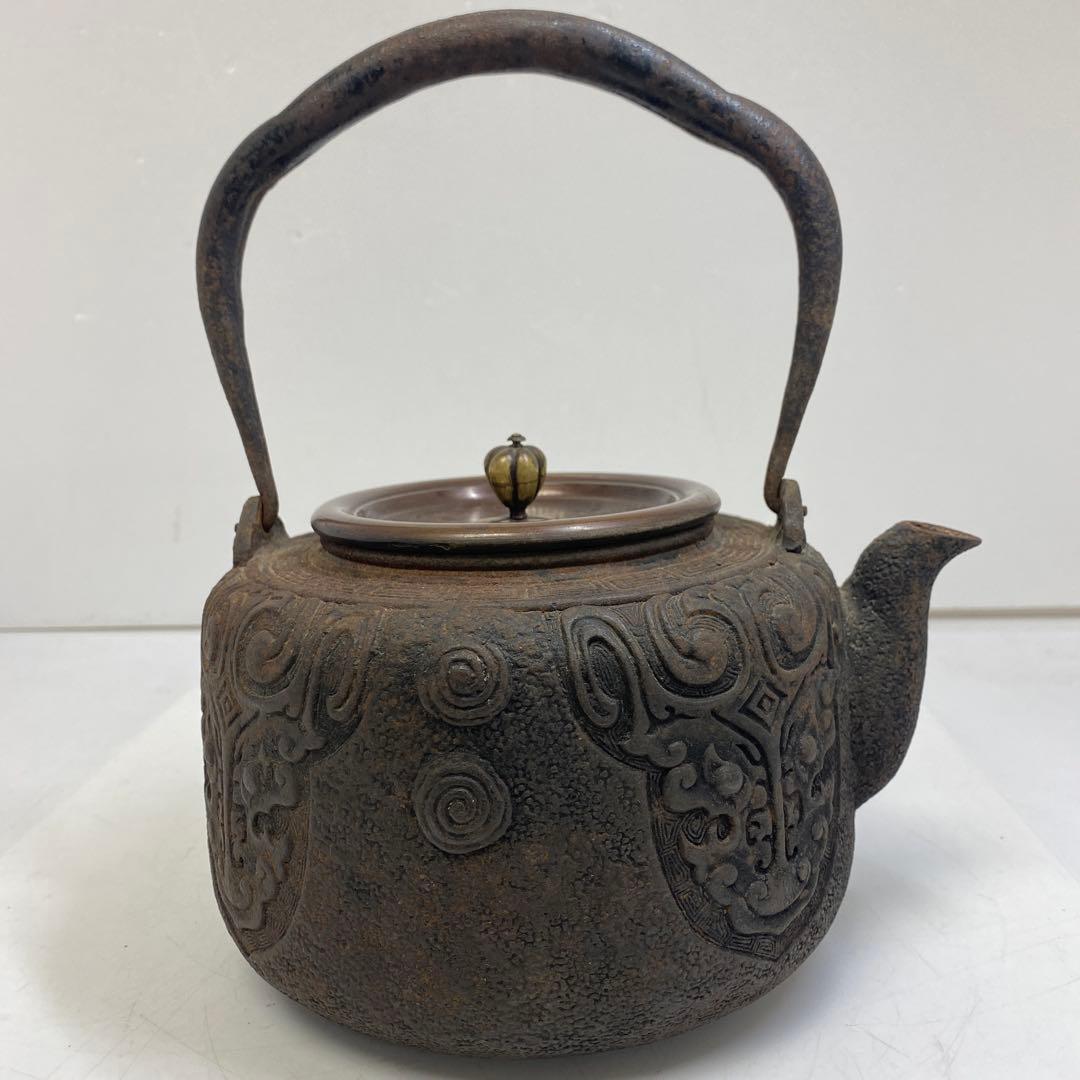 龍文堂　在銘　底に印銘　彫金鉄瓶　トヒチカ　2462g 東S8-0407☆2F