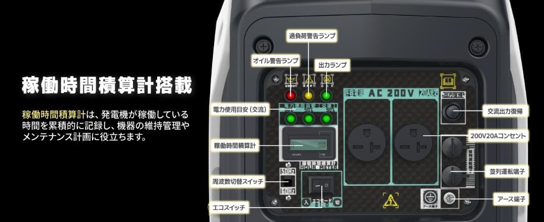 ★200V単相超低静音★インバーター発電機 2200VA ガソリンエンジン式