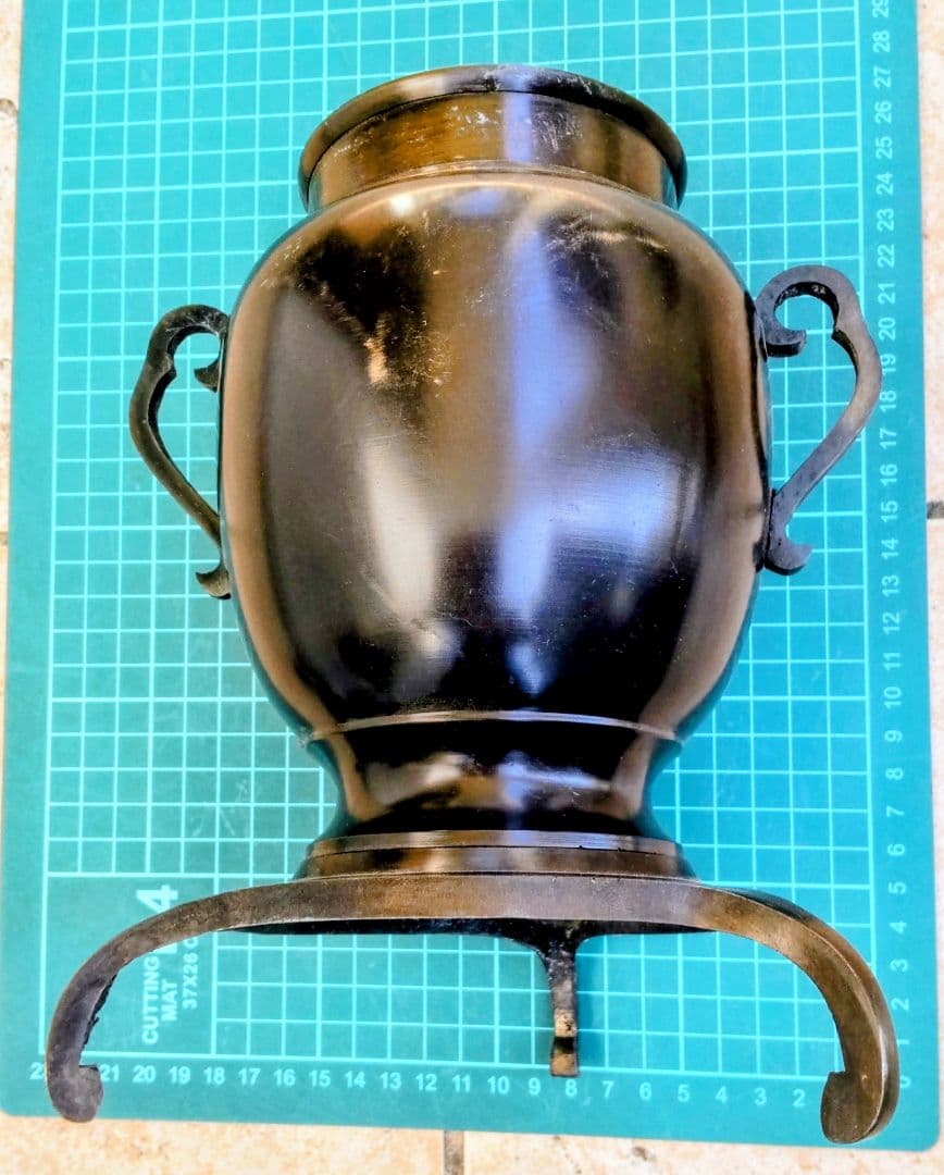 古銅 鳳凰三足香炉 花入セット 銅合金 仏具 茶道具古美術『大事に保管してます』