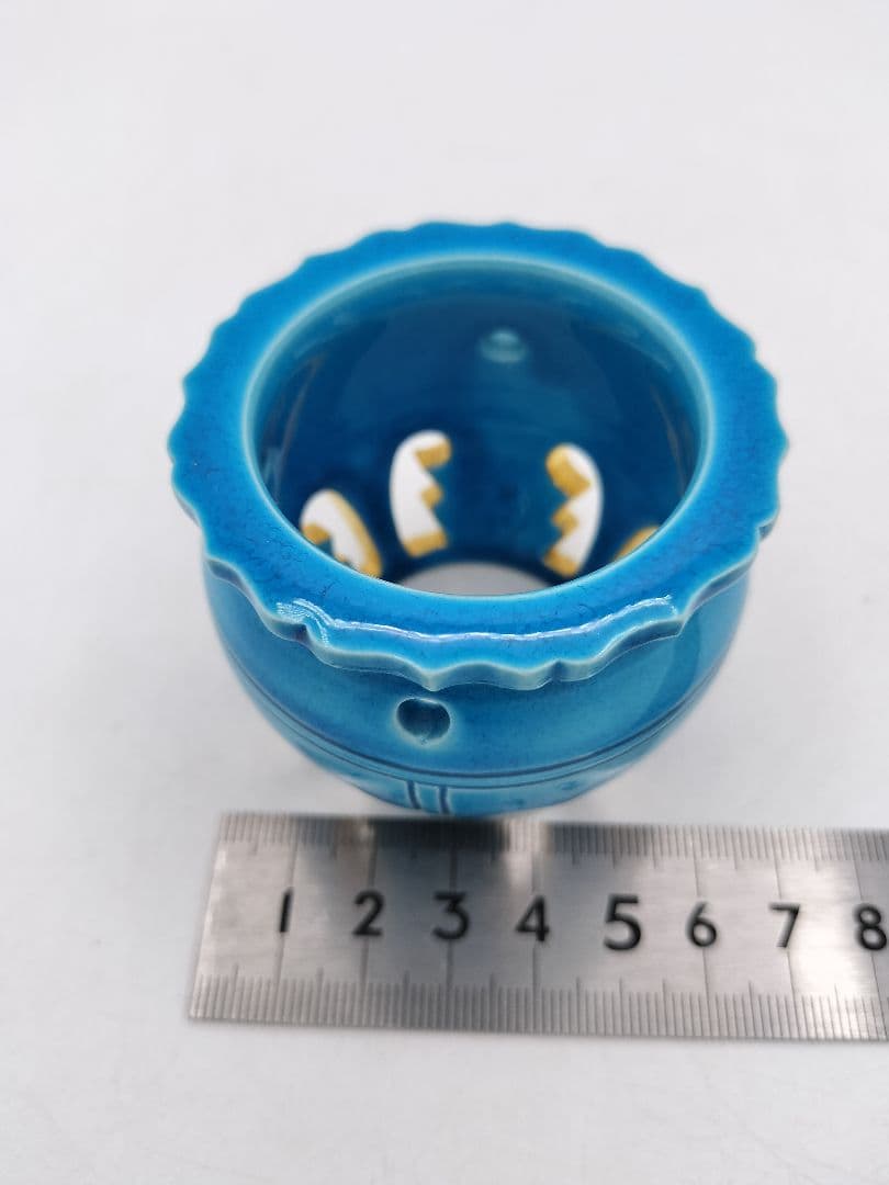 d079 蓋置 浅黄交趾　夜学 中村翠嵐 木箱 茶道具 古物