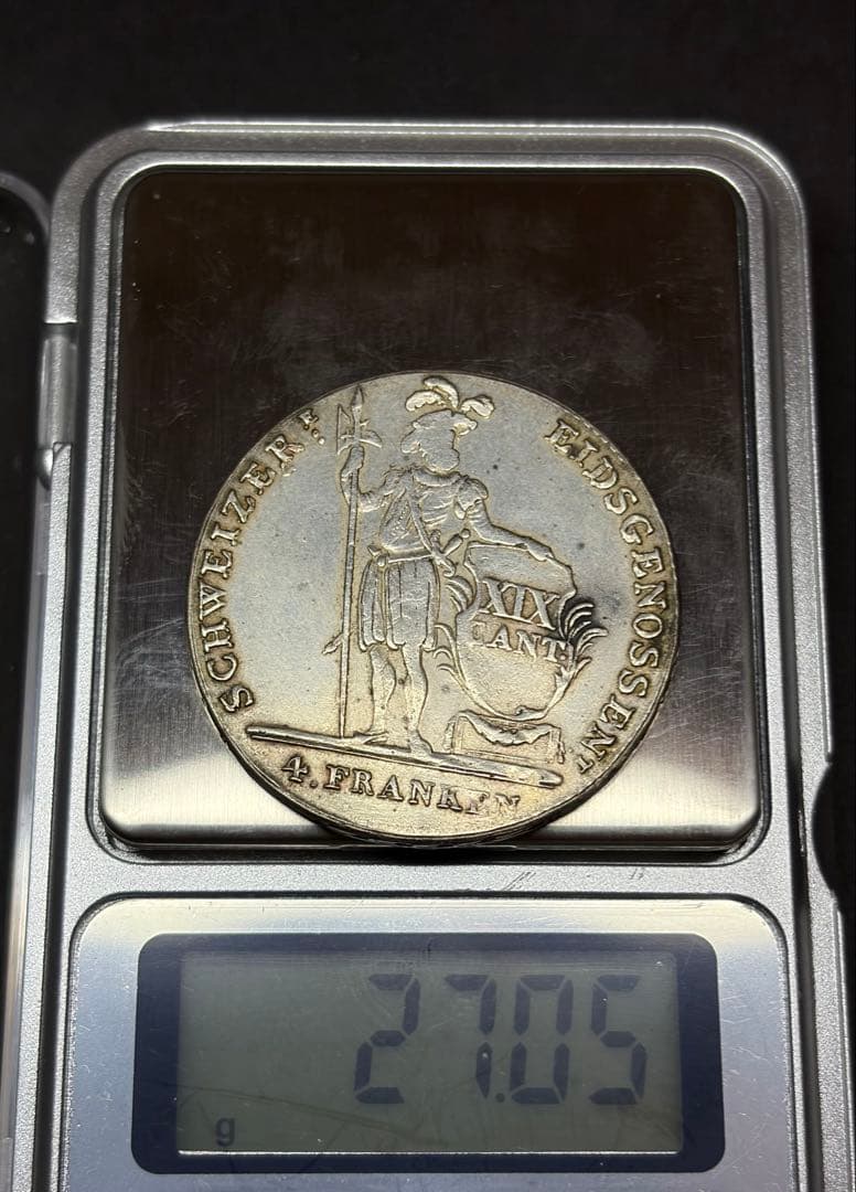 1814年 スイス 4フラン XIX CANT 大型 古銭 コレクション
