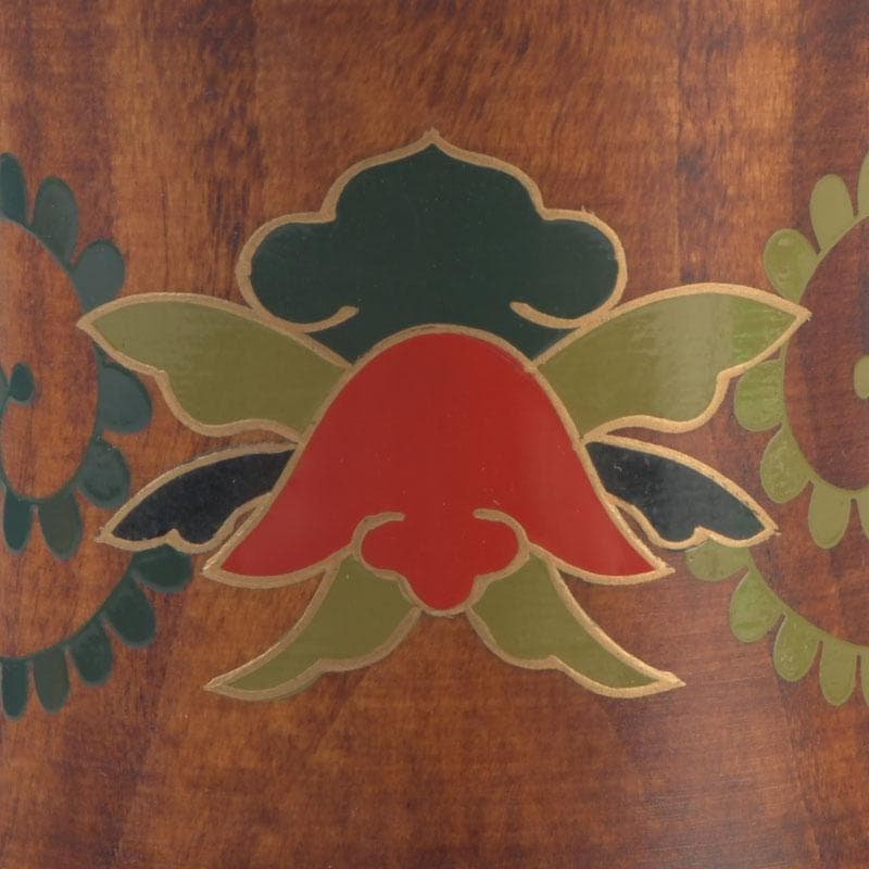 茶道具　木彫　花草蒔絵　蓋置　時代箱　V　9740