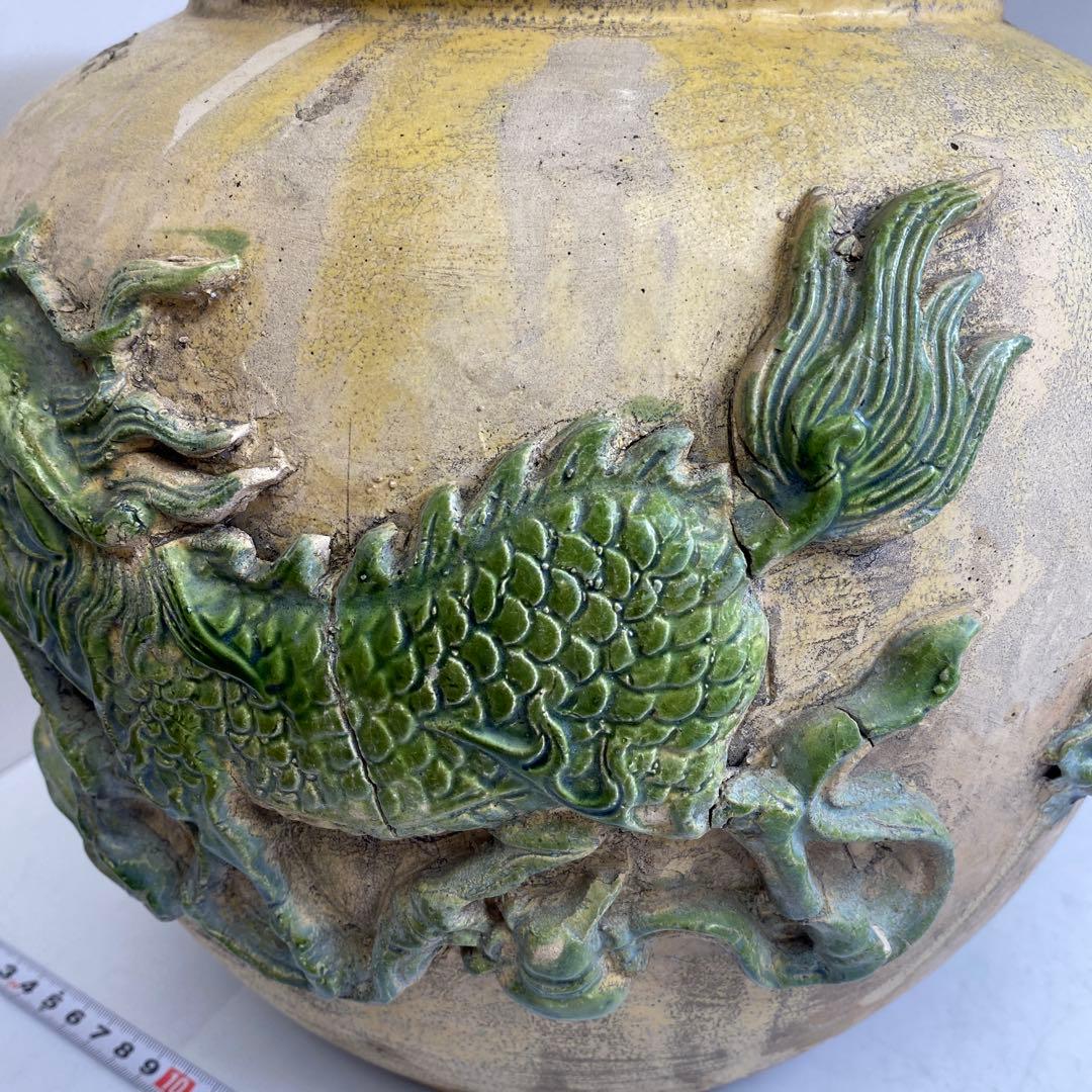 専用　中国唐三彩 獅子文壺 h28cm 東キ8-0303② タトサオ