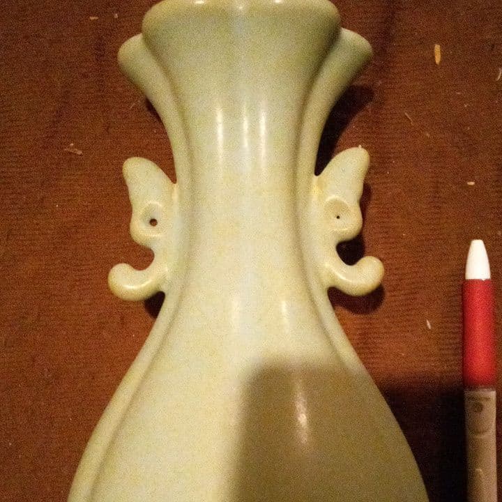 ET　中国陶磁器　汝窯　双耳壺