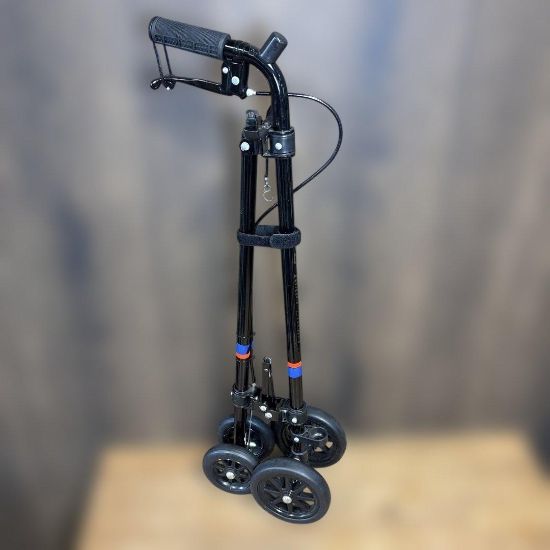 ハンドレールステッキ 杖 ブラック 車輪付き