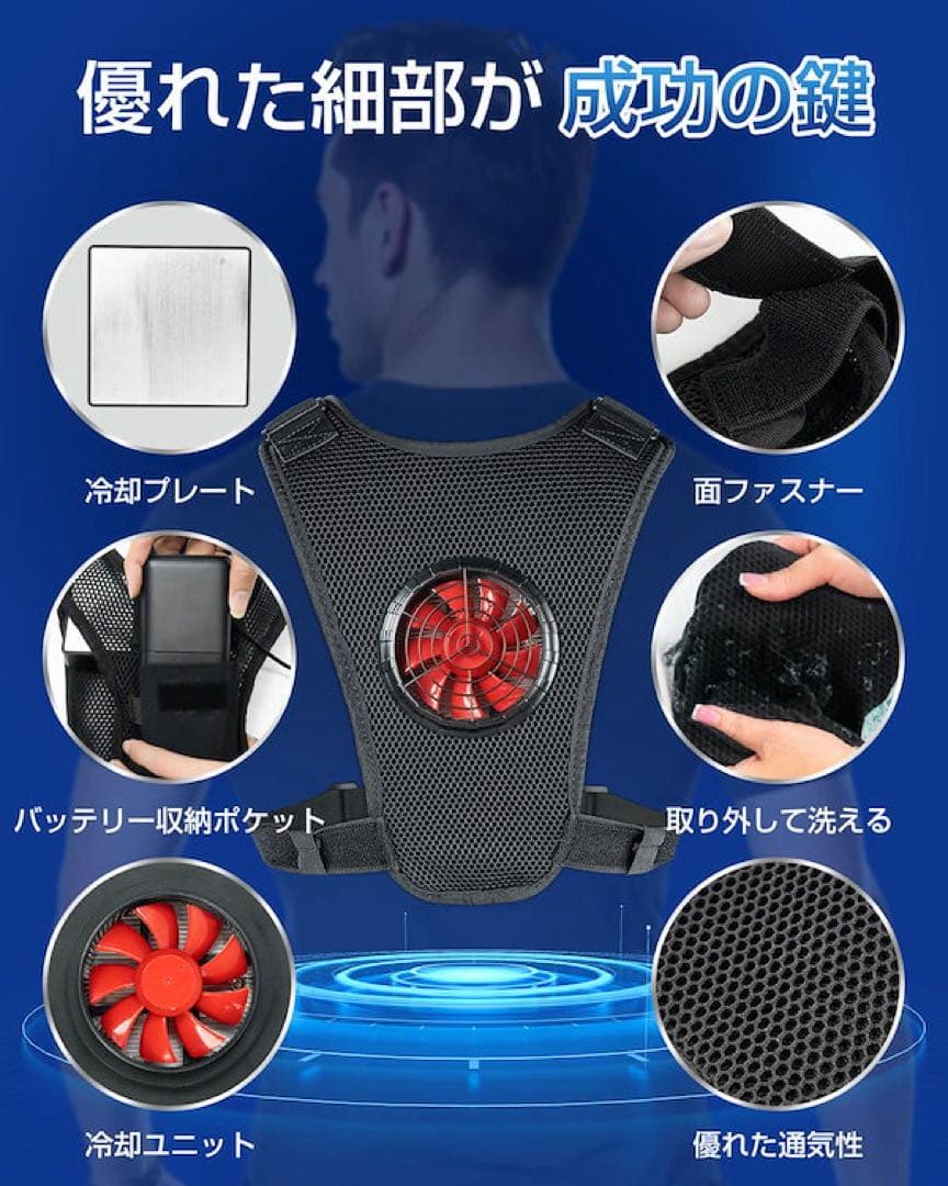 ペルチェベスト 静音&軽量 強弱モード -28℃瞬間冷却 男女兼用