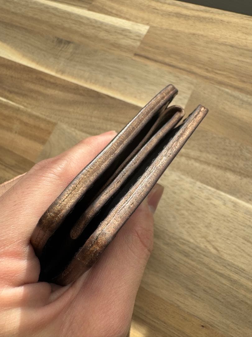本革 クロムエクセル 二つ折り財布 ハンドメイド アメリカンな風合いが魅力