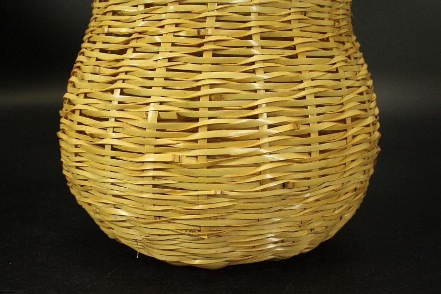 竹籠 繭籠 花入 共箱 美品(ZE893)