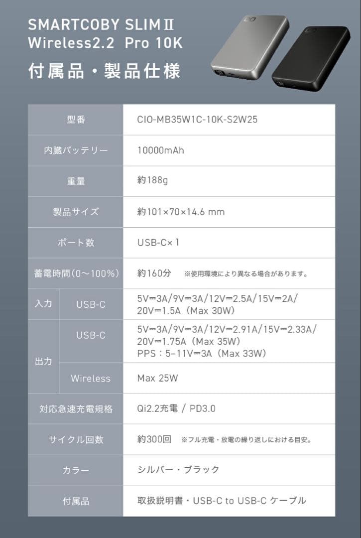 スマホアクセサリー CIO SMARTCOBY SLIM II Wireless2.2 Pro10K
