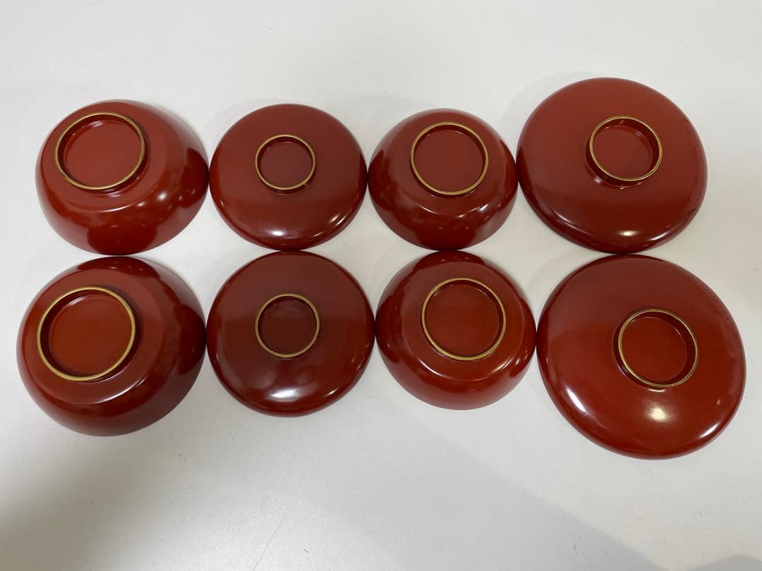 【現状品】漆器 蓋付き椀 宗和膳 金彩 朱塗 10個セット 割烹 安政 時代物①