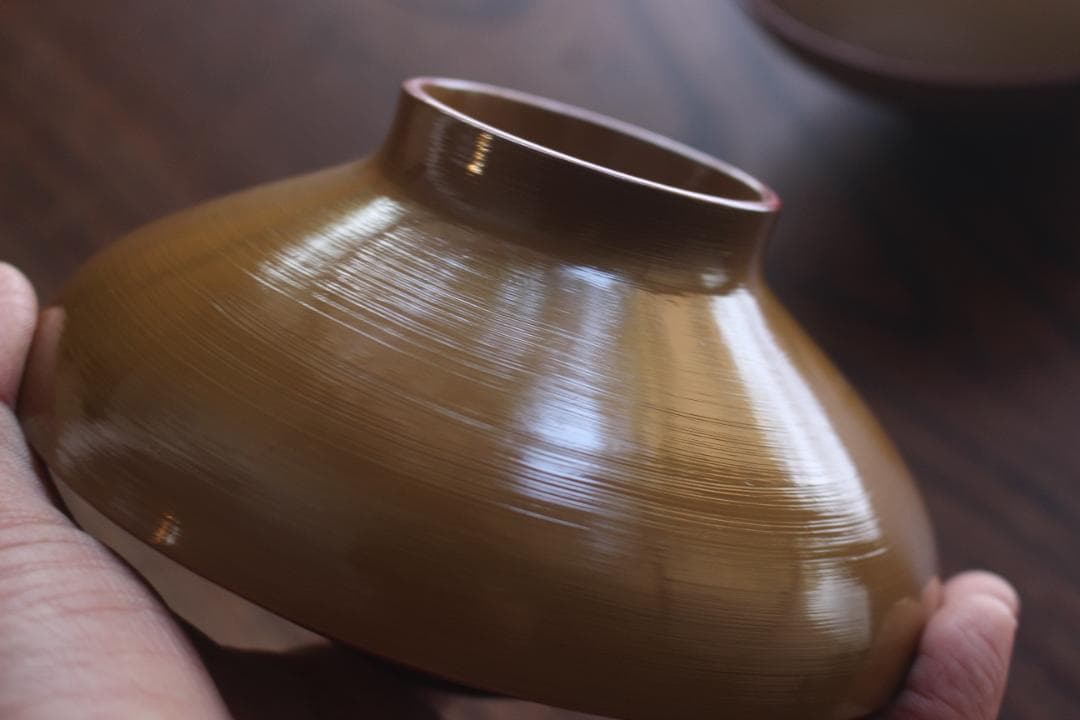 時代逸品！時代刷毛目黄漆に見返し花唐草蒔絵の大ぶり椀2点（検輪島塗京塗懐石椀
