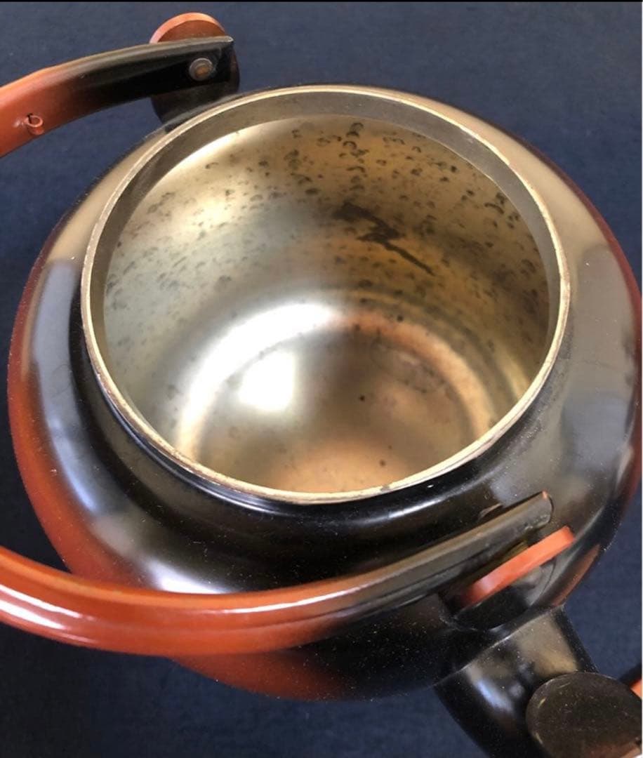 《R》茶道具 腰黒 御水注 薬缶 口蓋付 高級 元箱　260205く5
