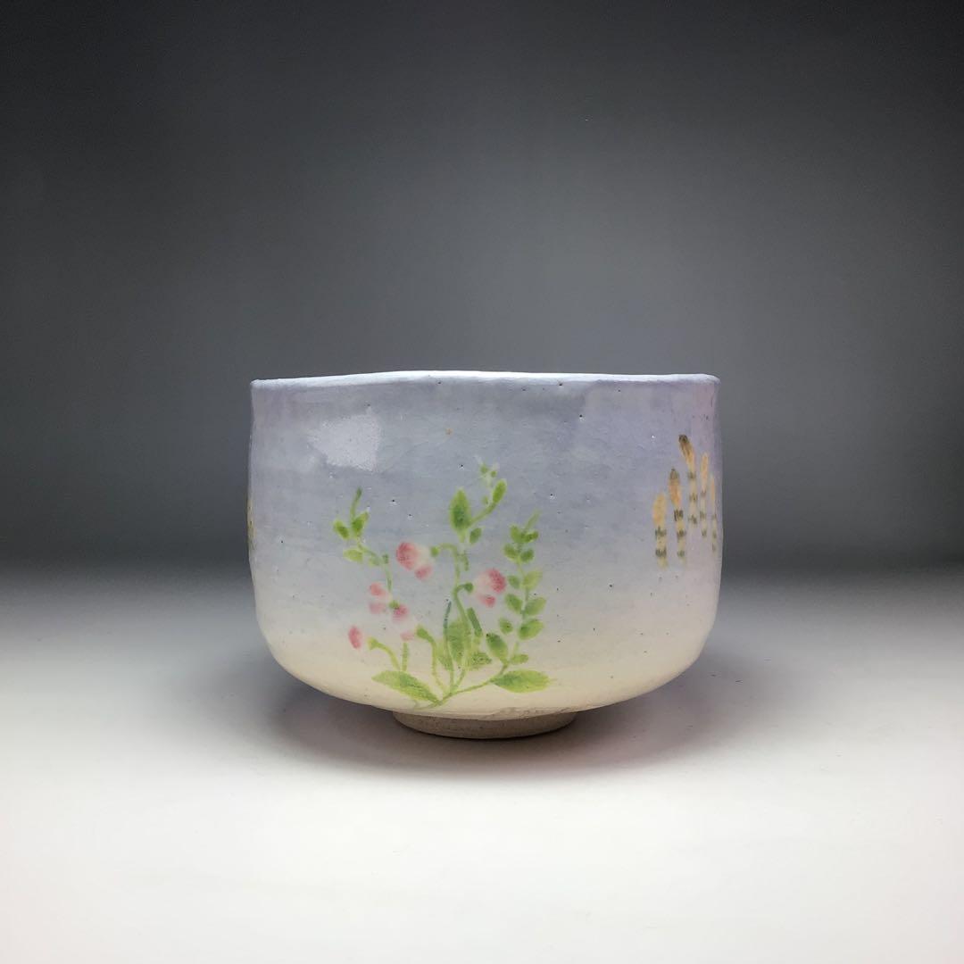 ウ344 茶碗『楽入造』『春の野　茶碗　共箱』茶道具　抹茶碗