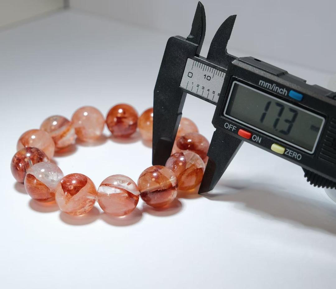 マダガスカル産 ヘマタイトインクォーツ ブレスレット 虹いり 天然石 大玉透明感