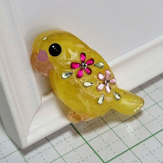 もちもち様　10.21 黄色のセキセイインコ　レジンヘアゴム　フラワー