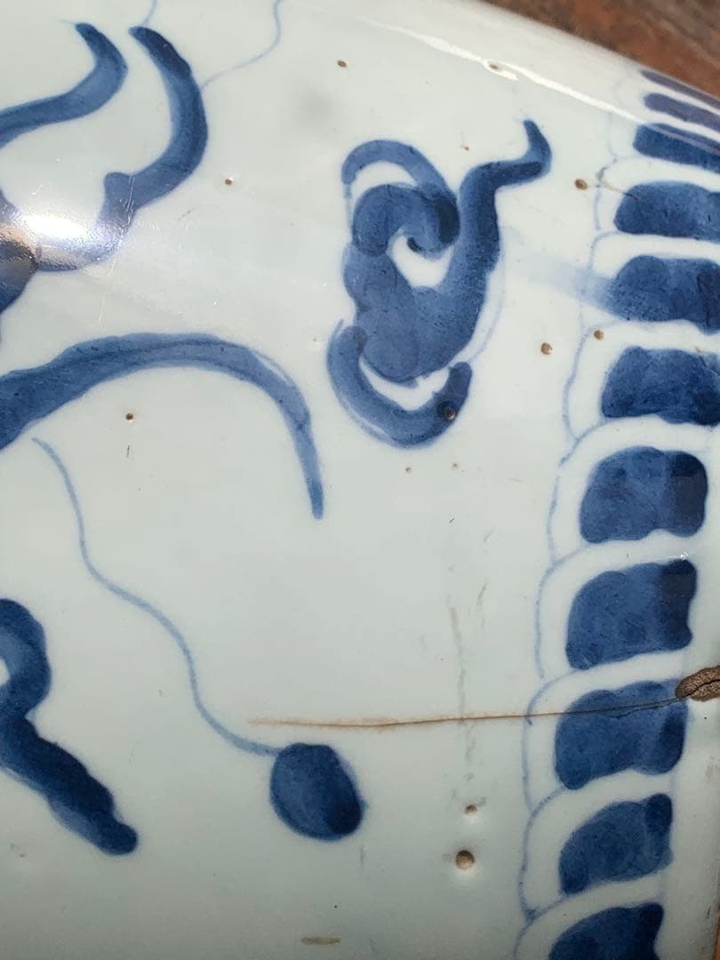 中国明時代晩期から清時代早期染付お壺/缶